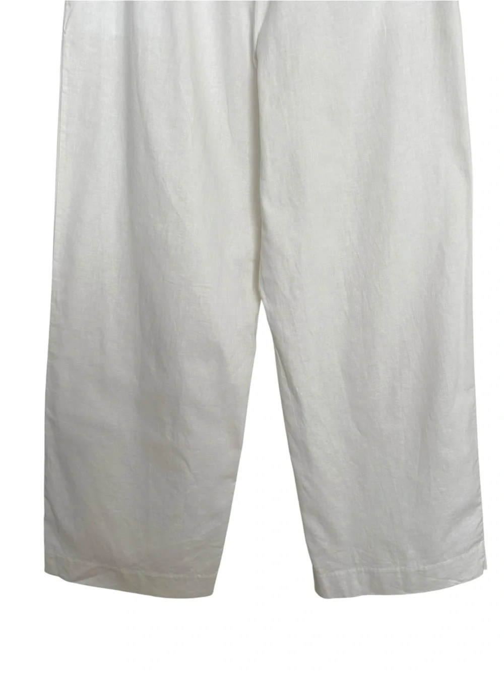 BANANA‎ REPUBLIC White Linen Blend Wide Leg Pants 12 High Rise Pleated Coastal